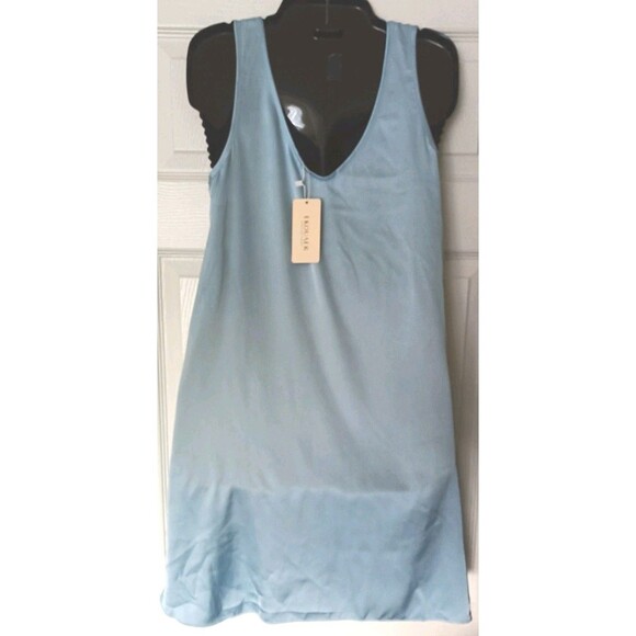 Ekouaer Satin Slip Dress Sz Small Blue Pleated Nightgown Loose Ok Oversized New - Picture 3 of 7